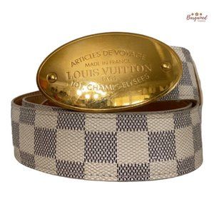 Louis Vuitton Damier Azur Voyage Belt White Cloth ref.913727